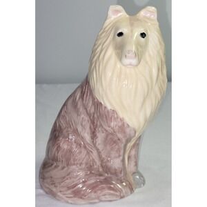 Vintage Ceramic Collie Dog Figurine, Rough Collie Sheltie Statue, 8.5 Inch